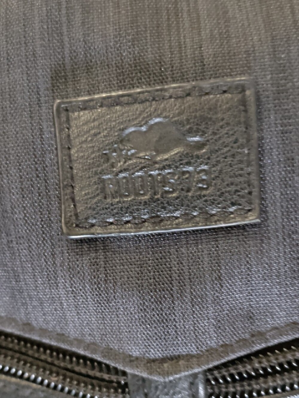 Roots Dark Grey Leather-Trim Crossbody Bag with Silver Hardware - Picture 3 of 12